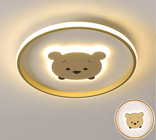 LED Plafón Regulable Cuarto de los niños Lámpara de techo Dibujos animados Oso Luz de techo Ultradelgado Redondo Luces para niños Luces de techo para Dormitorio Chico Chica Salón,Ø40xh4cm 32w