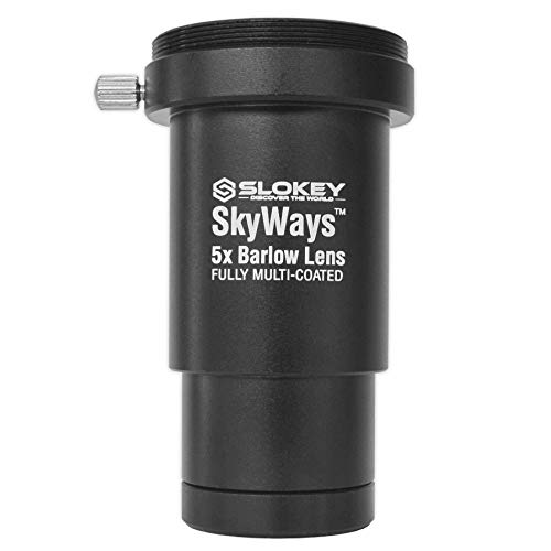 Lente Acromática Barlow 5X Pro Slokey SkyWays de Calidad Óptica Superior tratada con FMC y Anti-reflejante para una Imagen Nítida y Luminosa - Súper Ligera, Compacta y Resistente (1,25”)