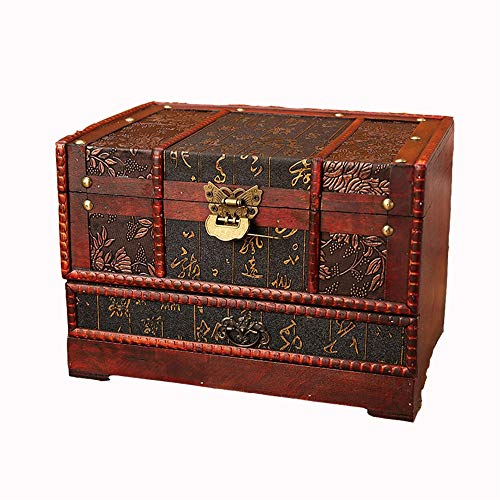 LINPAN Retro Maleta de Viaje Decoración de la Caja de Almacenamiento Retro clásico Espejo Vestir joyero Cajas de la Vendimia Caja de Almacenamiento Antiguo de la Vendimia