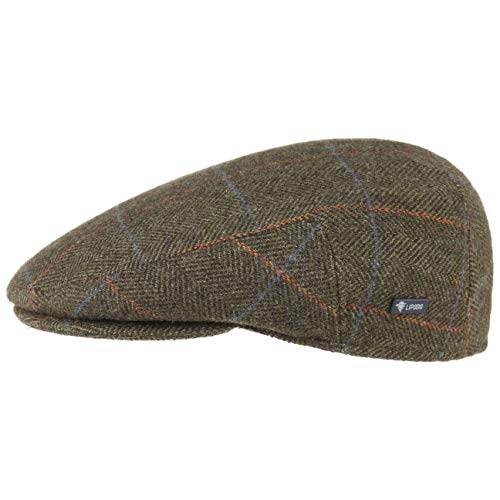 Lipodo Gorra Estampado a Cuadros - Gorra con Lana Forrada - Made in Italy - Tallas 49-61 cm - Gorra de Hombre con Pico - Gorra otoño/Invierno Verde Oliva 60 cm