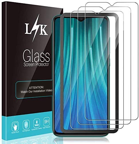 LϟK 3 Pack Protector de Pantalla Compatible con Xiaomi Redmi Note 8 Pro - Cristal Vidrio Templado - Dureza 9H Funda Compatible Sin Burbujas Marco de Posicionamiento Kit Fácil de Instalar