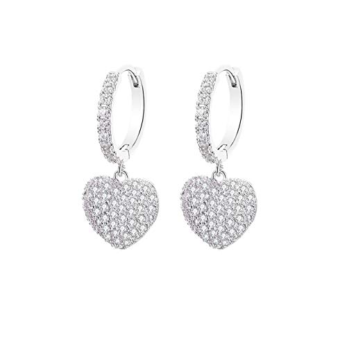 Los pendientes de corazón tridimensionales, con incrustaciones de material de cristal de circonio cúbico antialérgico, se pueden utilizar como regalo de cumpleaños para niñas o amigos.