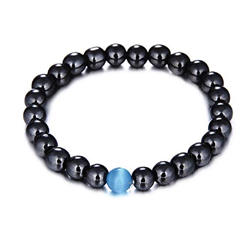 LYsng Pulseras para Mujer Pulsera Hombre Ansiedad Pulsera Yoga Pulsera de Cuentas 8mm Brazalete Pulsera Ojo de Gato Reiki Pulsera Pulsera de curación