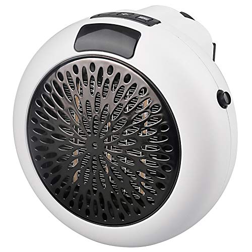 LYZL Mini Calefactor Cerámico de Enchufe 1000W Portátil Calefactor Eléctrico para Hogar y Oficina con Mando a Distancia y Cable de extensión - Bajo Consumo,Blanco