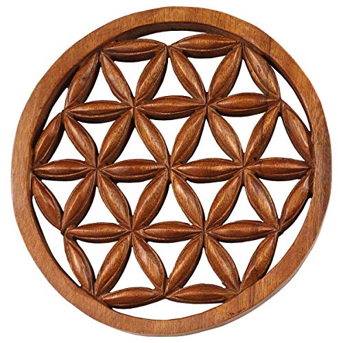 mantiburi - Cuadro decorativo (madera, 20 cm), diseño de flor de loto