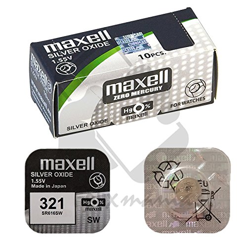 Maxel 321 SR616SW Pila Botón, 1.55V, Oxido Plata, caja con 10 unidades