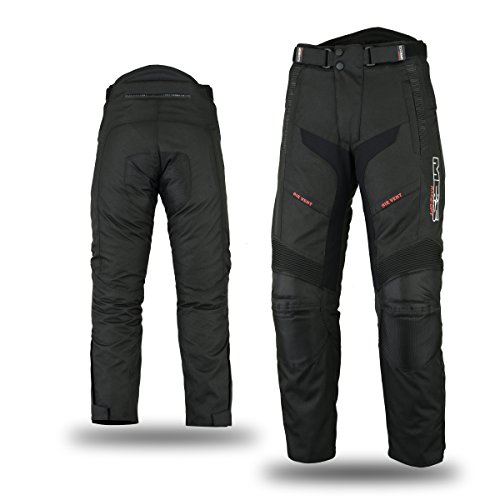 MBSmoto MP51 Roader Moto Scooter Cruiser Touring Impermeable a prueba de viento Textil Cordura Pantalón Negro (3XL)