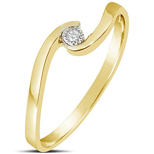 MILLE AMORI ∞ Anillo Mujer Compromiso Oro y Diamantes - Oro Blanco 9 Kt 375 ∞ Diamantes 0.01 Kt