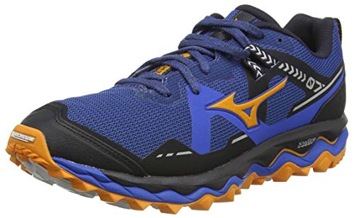 Mizuno Wave Mujin 7, Zapatillas para Carreras de montaña Hombre, Azul/Lunarrock/Forange, 44 EU