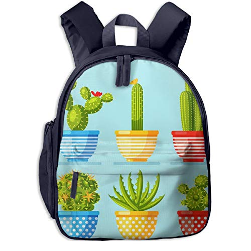 Mochilas Infantiles, Bolsa Mochila Niño Mochila Bebe Guarderia Mochila Escolar con Macetas Cactus Azul Aloe para Niños De 3 a 6 Años De Edad