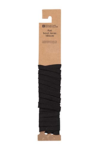 Mountain Warehouse Cordones Planos para Botas - De 180 cm, para 12 Ojales, herretes de plástico, compactos, fáciles de Guardar, Excelentes para Botas Negro Talla única