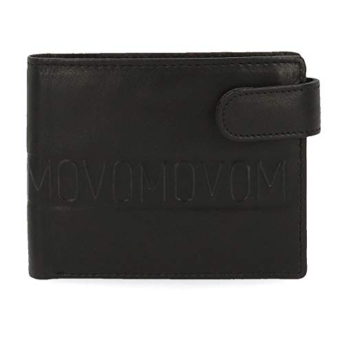 Movom Ribbon Cartera Horizontal con Cierre de Clic Negro 11x8,5x1 cms Piel