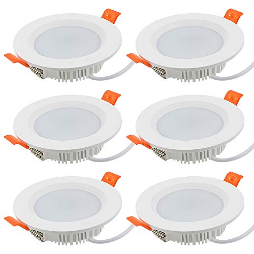 MZMing - Juego de 6 focos led empotrables redondos de 7 W, 230 V, 600 lúmenes, 3000 K, luz blanca cálida, para salón