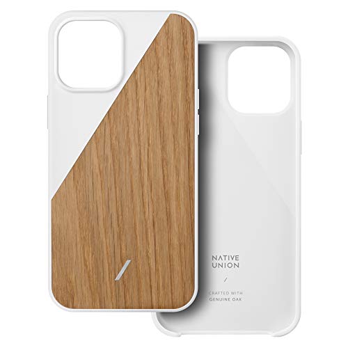 Native Union Funda Clic Wooden – Confeccionada con Auténtico Nogal Americano – Cubierta Esbelta y Ligera – con Vetas Únicas y Naturales – Compatible con iPhone 12 Pro MAX(Roble/Blanco)