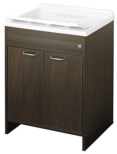Negrari 9002KW - Lavadero de resina, bañera y eje blanco/mueble y puertas wengué, L60P50H85 cm