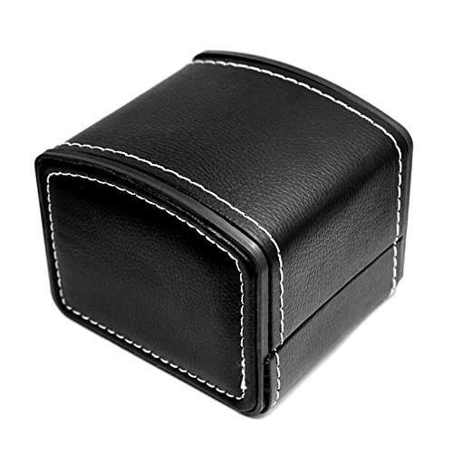 NICERIO Guarda Jewelry Box Organizador, funda de piel para regalo, 10 x 9 x 8 cm (largo x ancho x alto), negro