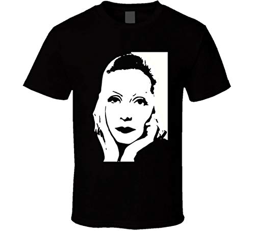 N/N Greta Garbo Camiseta en blanco y negro impresionante clase de cine Art Studio Camisas clásicas de Hollywood Start MATA Hari Sex Symbol T Camisetas Negro Negro ( M