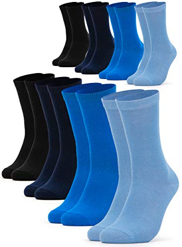 Occulto CALCETINES para NIÑO y NIÑA (8 PARES) TALLA 23-38 de ALGODÓN, CALCETINES para NIÑOS sin COSTURAS Gris-Azul 27-30