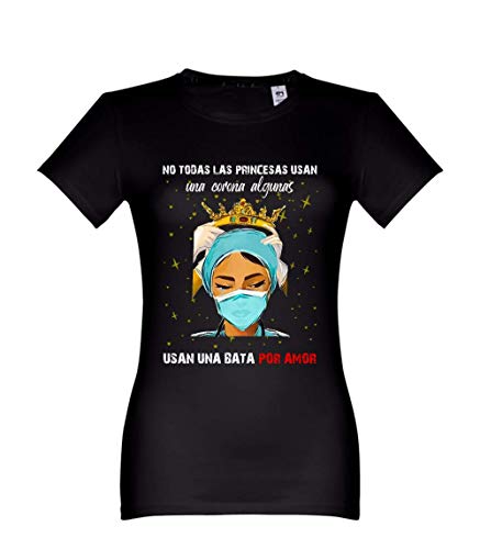 Oneroi Custom Camiseta Mujer Homenaje Enfermeras (Negro, XL)