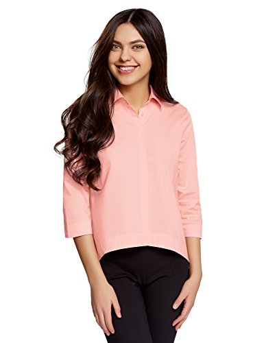 oodji Ultra Mujer Camisa Ancha con Espalda Larga, Rosa, ES 44 / XL