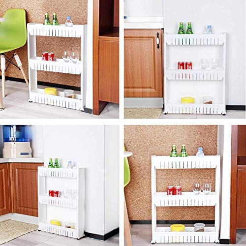 Organizador de productos deslizante con ruedas 3 estantes para cocina y/o baño