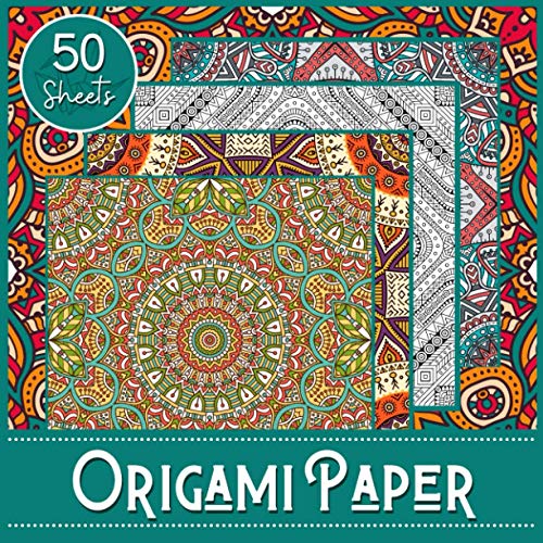 Origami Paper: Ornemental Theme - Booklet of 50 sheets - Format 21 cm x 21cm - 8,5inch x 8,5inch - (5 models x 10 sheets) - Children and adults