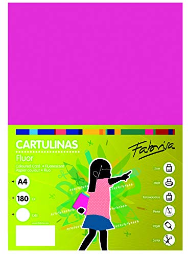 Pack 100 Cartulinas Color Rosa Fluor Tamaño A4 180g