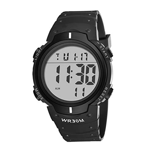 Pantalla Led Electrónico Estudiantes Reloj Digital Reloj Impermeable Con Cuero Brazalete Grande Camisa Cara Militar Suministros Luminoso Cronómetro Negro Deporte