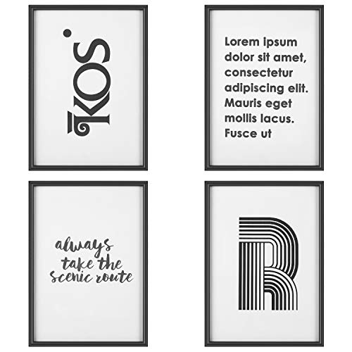 PEDY Juego de 4 Marcos de Fotos Frases (MDF + Cubierta de Cristal A4) Numerosas Posibilidades de diseño para decoración de Espacios y Tiendas, Regalo para la Navidad y el Año Nuevo(Negro)