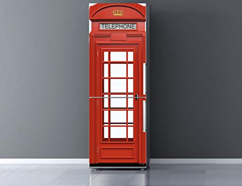 Pegatinas Vinilo para Frigorífico Cabina telefonos Londres | Varias Medidas 185x70cm | Adhesivo Resistente y de Facil Aplicación | Pegatina Adhesiva Decorativa de Diseño Elegante