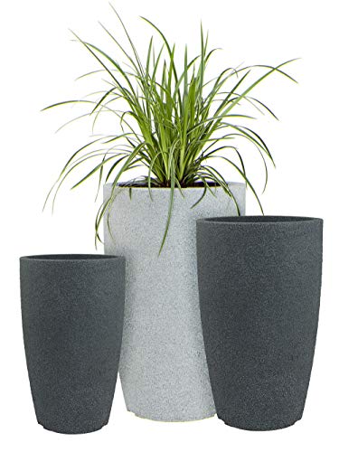 Pflanzwerk® Jardinera Fibra de Vidrio Pipe Plástico 44cm Gris *Maceta a Prueba de heladas* *Protección UV* *Calidad Europeo*