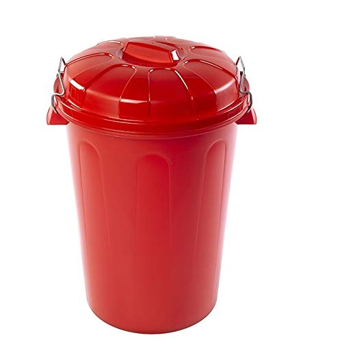 PLASTIFORTE Cubo de Basura con Tapa 100 litros basurero Rojo Asas de presión