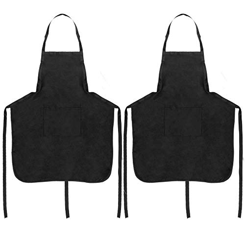 PrimeMatik - Delantal de Camarero 62 x 74 cm Negro con 2 Bolsillos 2-Pack