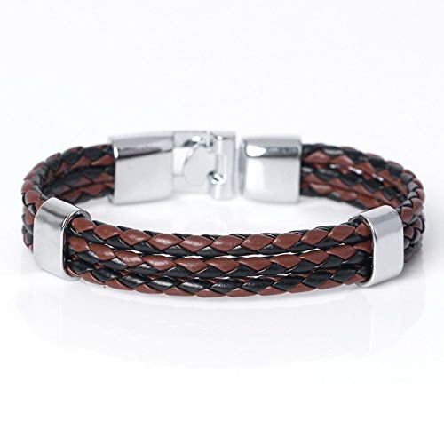 Pulsera de cuero del vendaje de múltiples capas para las mujeres Cadena de marca de moda y enlace Charm Pulsera Joyería Café Negro