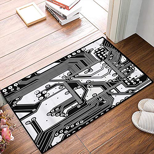 QDYLM Alfombra de baño de Microfibra esponjosa,La línea de circuitos Puede ilustrar el Alto científico y técnico, alfombras de Ducha de Suave Absorbente de Agua, 50x80 cm