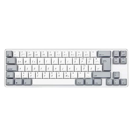 Qisan Teclado mecánico para Juegos Teclas PBT 69 Teclas Gateron Interruptor marrón Retroiluminado Blanco DE QWERTZ Disposición Teclado para Juegos-Blanco Gris Combo