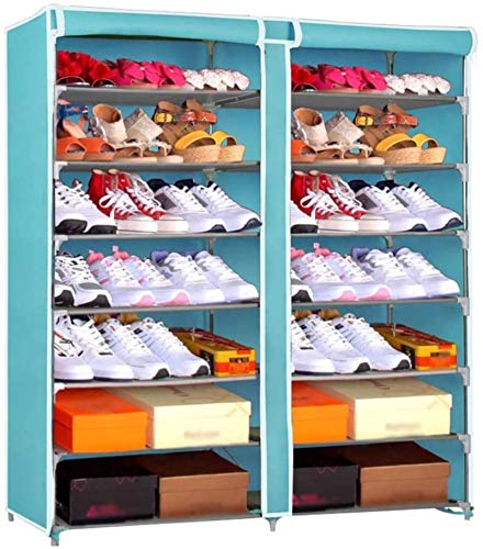 Ranura de calzado ajustable Organizador de zapatos Estante de zapatos Estante de zapatos de 7 capas con cubierta de polvo Armario Cabinete de zapatos Mueble de almacenamiento Longitud 118 cm * Ancho 2