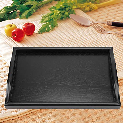 RBSD - Bandeja de té de madera, elegante, rectangular, portátil, para decorar alimentos, hogar, restaurante para mantener bebidas, alimentos, etc. (negro)