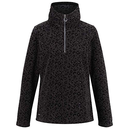 Regatta Leela - Chaqueta de Forro Polar para Mujer (Cuello Alto, Media Cremallera, 109 cm), diseño de Leopardo, Color Negro