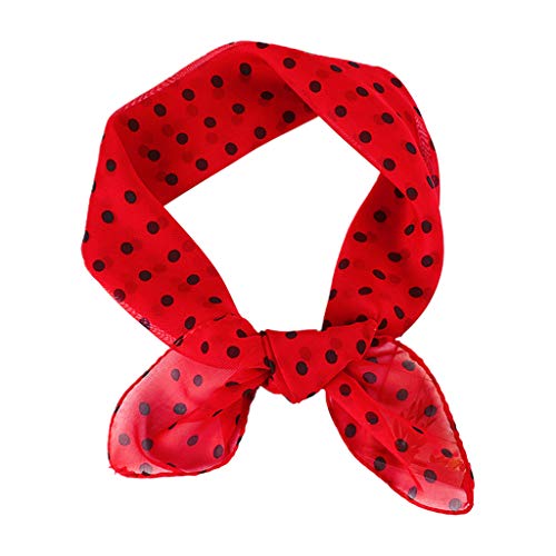 RK-HYTQWR 70x70cm Bufanda Cuadrada de Gasa para Mujer Pañuelos para el Cuello de Lunares clásicos, Cuadrado pequeño de Lunares clásicos, Rojo