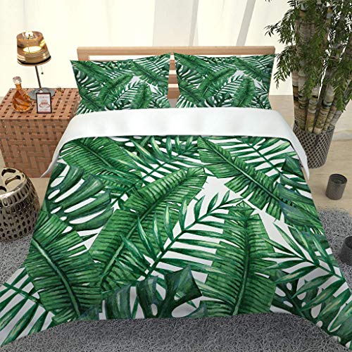 RQXRTR Funda Nórdica Hojas De Plátano Tropical para Juveniles Colcha Estampada Juego De Ropa De Cama De Microfibra 3 Pcs : 1 Suave Fundas De Edredón Nórdico 200X200cm + 2 Fundas De Almohada 50X75cm