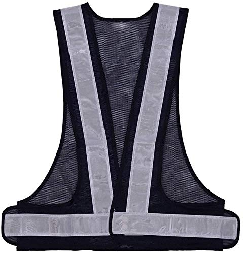 Samantha Safety Vest Vestido de Tipo V Reflectante Ropa de Seguridad Ropa de Seguridad Gestión de Carreteras Lattice Malla de Alta Velocidad Paño Transpirable Impermeable (Color : Black Plus White)