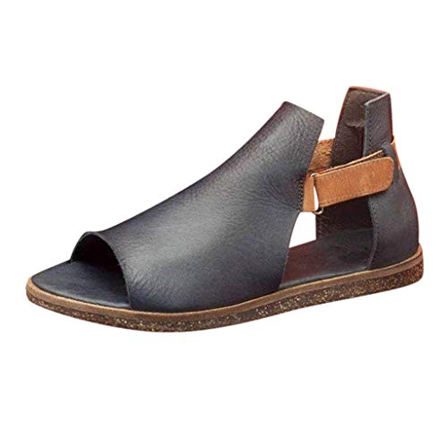 Sandalias Mujer Verano 2020 Retro Fondo Plano Sandalias Punta Abierta Zapato De Playa Moda Romanas Boca de Pescado Chanclas 35-43 riou