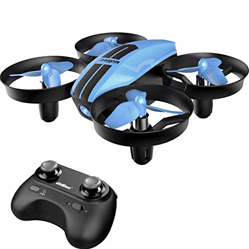 SANROCK U46 Mini dron para niños y principiantes RC Quadrocopter con LED azul Mini helicóptero con altura sin cabeza, giro 3D y 3 modos de velocidad, azul