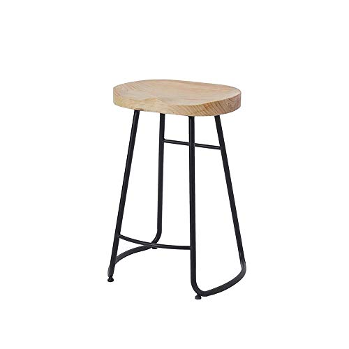 Sillas de comedor,El banco de taburete de barra alta de The Bar's Partner mide 65 cm (26 pulgadas) de alto, cojín de madera maciza con estructura de hierro, negro, para restaurantes, bares, cafeterí