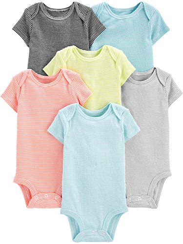 Simple Joys by Carter's Baby 6 unidades de body de manga corta ,Rayas ,3-6 Meses