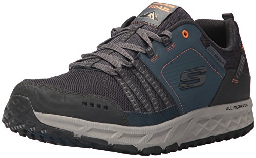 Skechers Escape Plan, Zapatillas de Entrenamiento Hombre, Azul Navy Orange, 43 EU