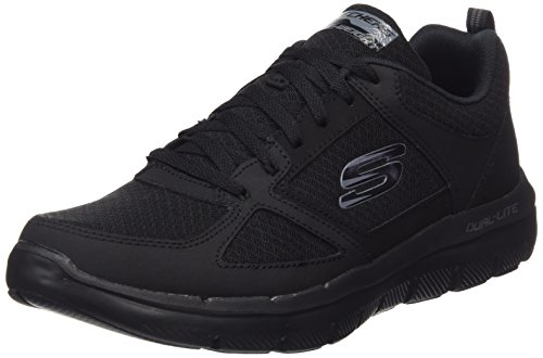 Skechers Flex Advantage 2.0-Lindman, Zapatillas Hombre, Negro (BBK Black Leather/Mesh/Trim), 43 EU