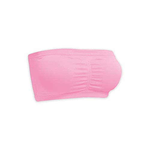 Sodacoda - Sujetador bandeau, sin costuras para un máximo confort - Sujetador tipo top confeccionado en tejido elastizado, sin tirantes, copa con relleno push up extraíble Rosa XX-Large