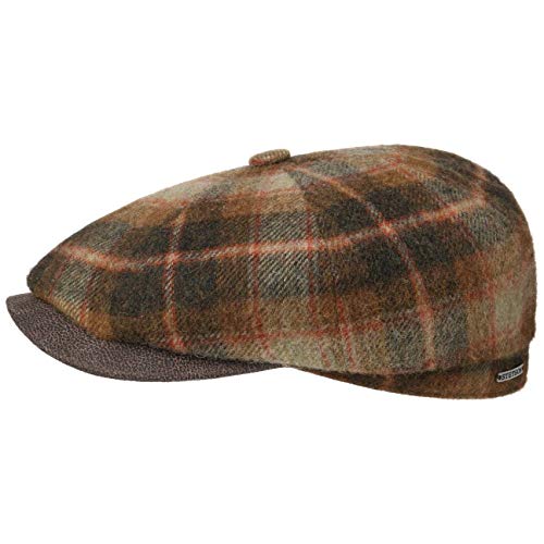 Stetson Gorra Hatteras Lambswool Check Hombre - Made in The EU con Visera, Forro otoño/Invierno - 58 cm óxido